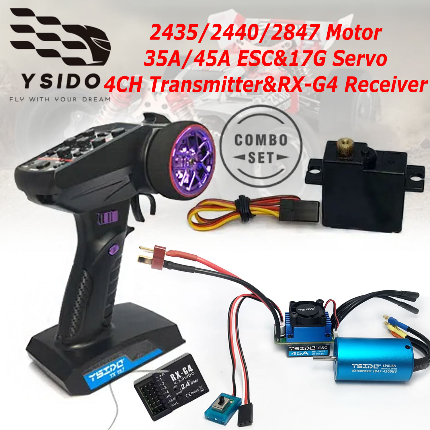 Rc Remo Hobby - YSIDO ชุดอัพเกรดคอมโบแบบไม่มีแปรงถ่าน มอเตอร์ ESC รีซีฟเวอร์ ชุดเซอร์โว